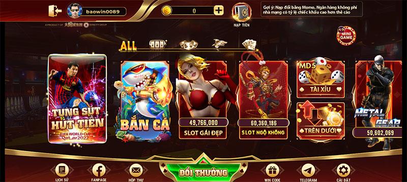 Kho game đổi thưởng tại cổng game bài Baowin Net